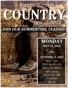 Country line dance lesson Mondays only for Summertime May to Oct